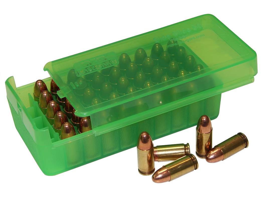MTM P50SS-45 Side-Slide Ammo Box CLEAR GREEN content 50